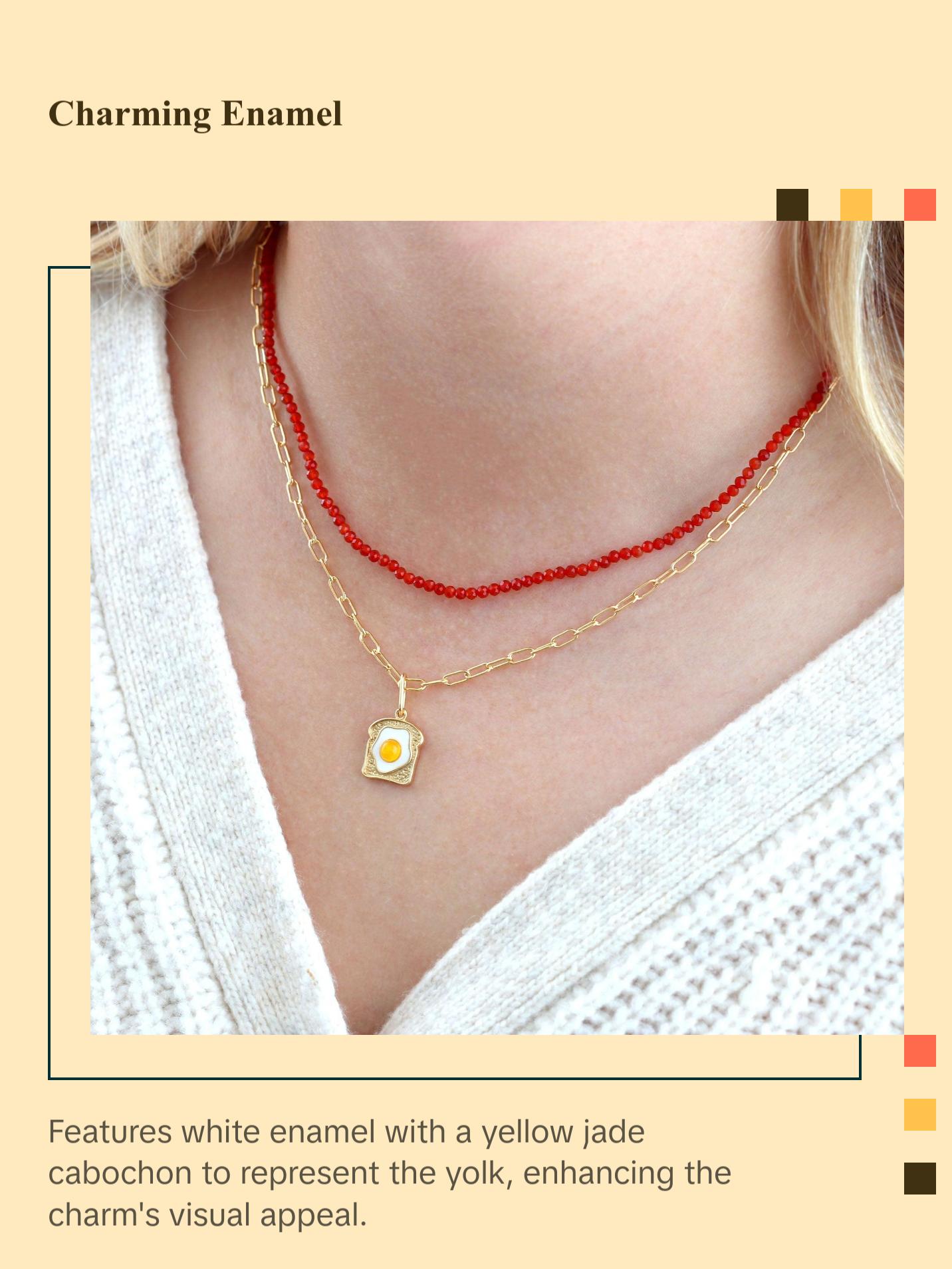 Egg on Toast Enamel Charm