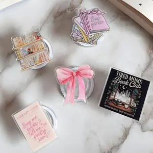 Pink Coquette Bow Pop grip, Library Card Phone Magsafe grip, Bookish Kindle Grip, E-reader Kobo, Paperwhite Colorssoft Book Lover, Gift for her