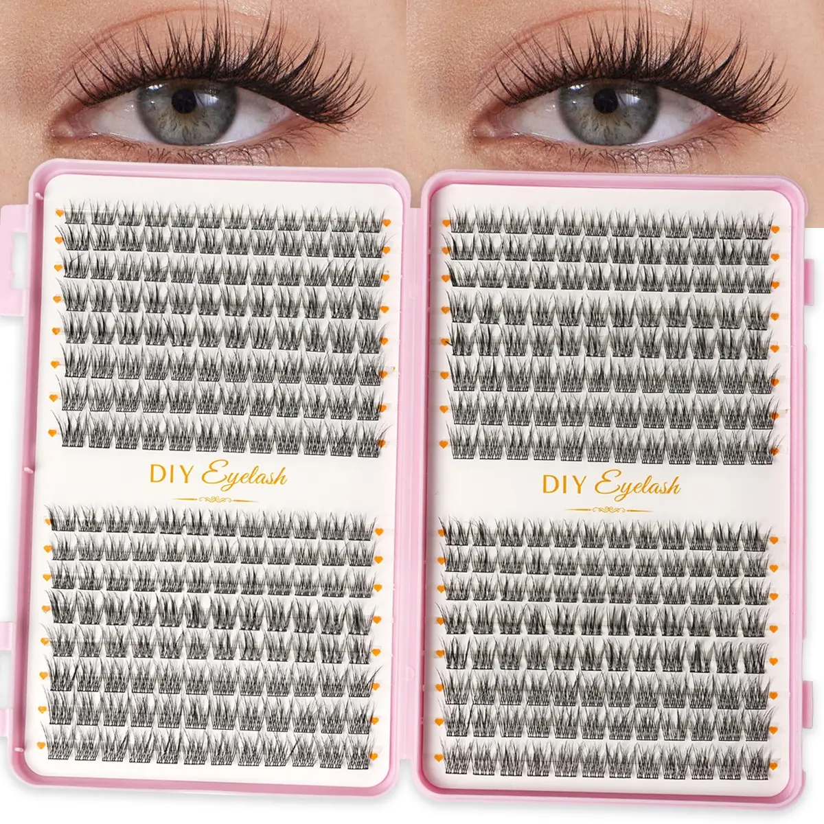 384 PCS false eyelash cluster, grafting eyelash suit, Eyelash Extensions, DIY Eyelash Clusters, natural cat's eye animation style, suitable for all eye types, soft, comfortable and light, suitable for DIY at home, daily use, and reusable
