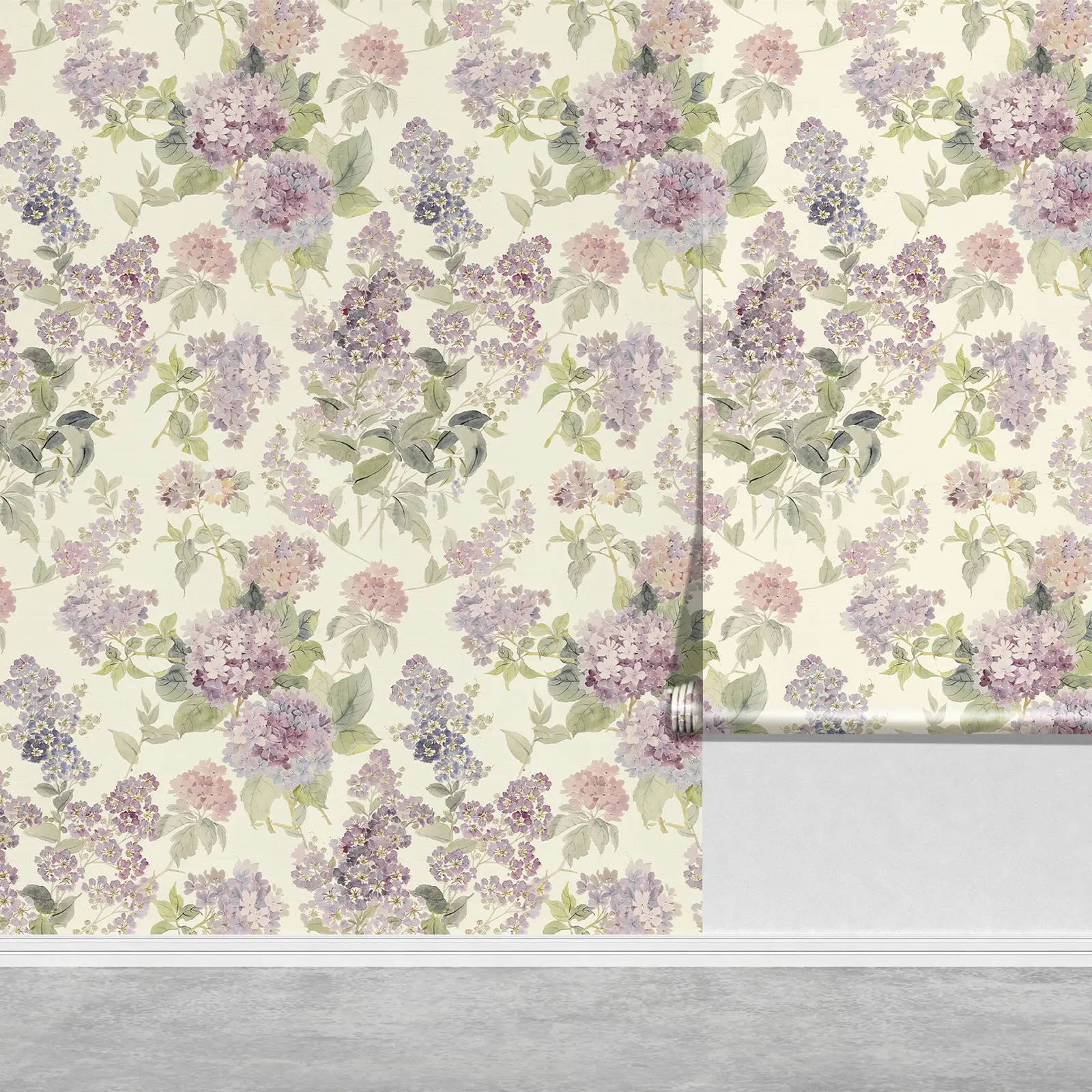 Floral Peel and Stick Wallpaper Pink Purple Lilac Flower Wallpaper Removable Contact Paper Self Adhesive Green Leaf Wall Paper for Bedroom Furniture Decor 17.3X393IN