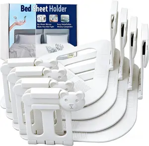 Bed Sheet Holders for Corners 4-Pack, Bed Sheet Fastener, Bed Sheet Holders for Corners, Keep Fitted Sheet Tight & Firm, Non-Slip Fastener Straps Stop Sheet Coming Off, No-Slip Clips, Easy Setup, Durable Bedding Accessories