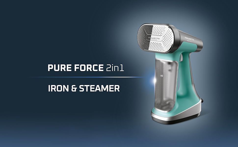 Rowenta Handheld Steamer for Clothes, Pure Force 2in1 Steamer & Iron, 1875W, Vertical/Horizonal Steaming & Ironing, Lightweight, Auto-off, XL power, 1875 Watts, DR8822