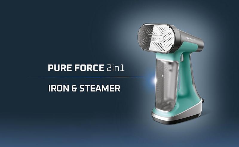 Rowenta Handheld Steamer for Clothes, Pure Force 2in1 Steamer & Iron, 1875W, Vertical/Horizonal Steaming & Ironing, Lightweight, Auto-off, XL power, 1875 Watts, DR8822