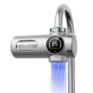 Smart faucet water filter with an intelligent LED display screen and dual water modes, featuring a three-stage filtration system and a built-in power supply indicator; suitable for kitchens and bathrooms; filters both tap water and filtered water, ensurin