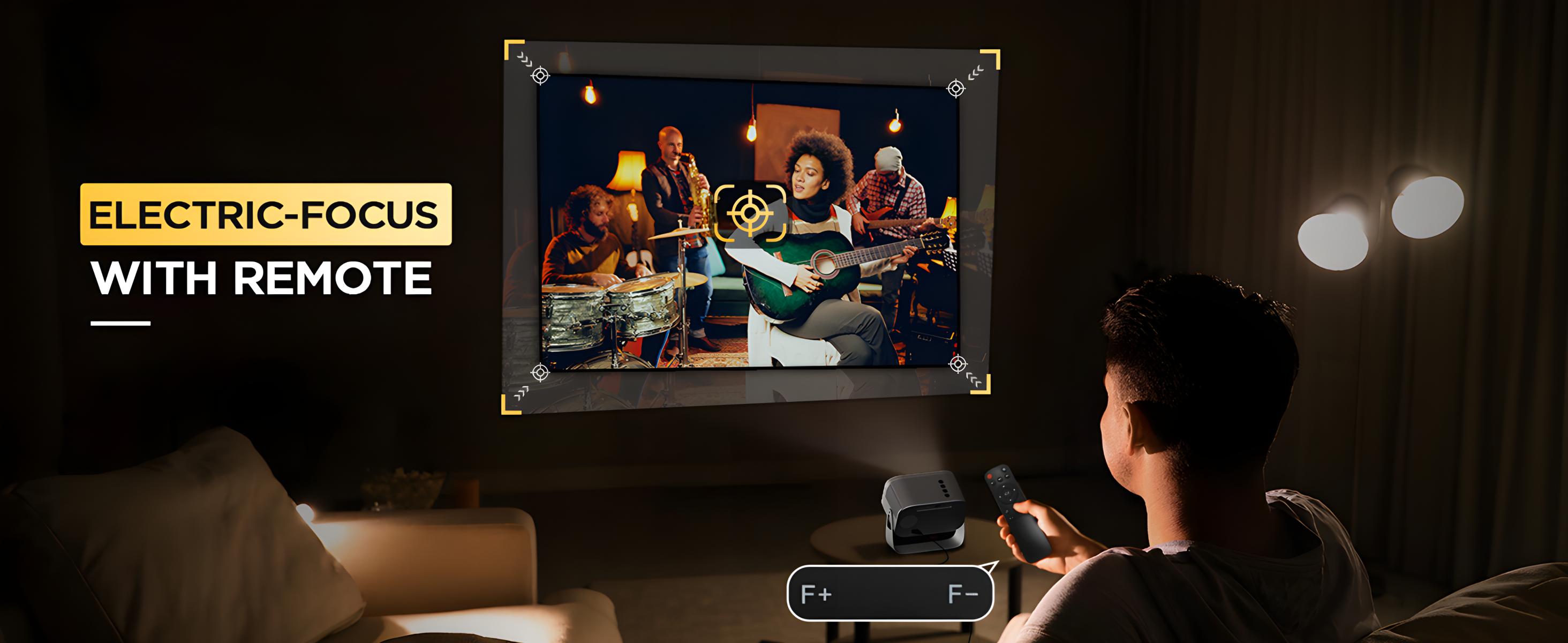 K6 Mini Portable Projector 4K Decoding Keystone Correction Voice Control Up to 116 Inch Large Screen for Office Use with Audio Features - Digital Watch Deep Space Color astronaut projector