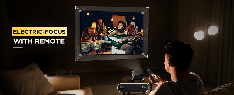 K6 Mini Portable Projector 4K Decoding Keystone Correction Voice Control Up to 116 Inch Large Screen for Office Use with Audio Features - Digital Watch Deep Space Color astronaut projector