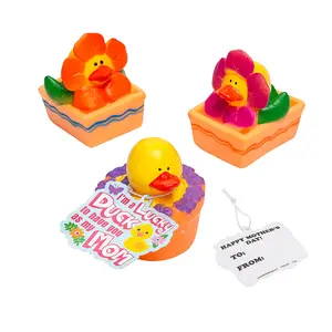 Spring Flowers Rubber Ducks with Mother’s Day Card for 12