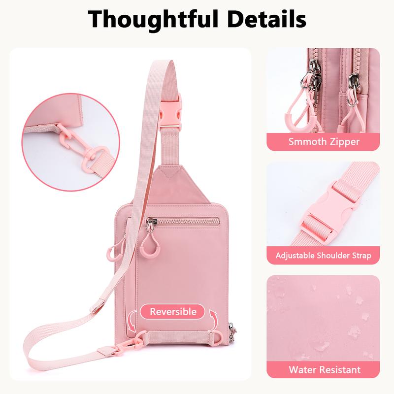 WARMDEER Nylon Sling Bag with Water Bottle Pocket & RFID Protection, Anti-Theft Crossbody Backpack for Travel, Lightweight Everyday Chest Bag for Women & Men