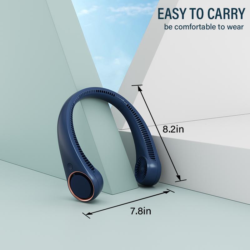 Neck Fan, USB Rechargeable Personal Fan, 3 Speeds Adjustable Powerful Strong Wind 360° Cooling, Quiet, No Blade Design, No Hair Twisting, Summer Gifts