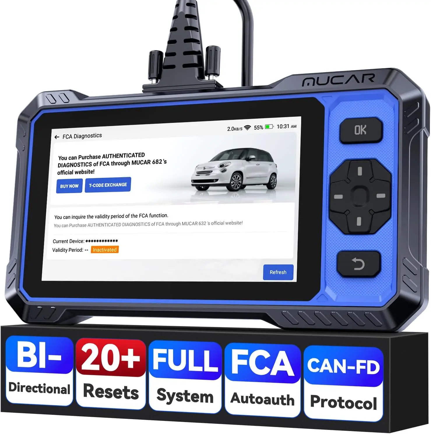 【summerfinds】MUCAR 682 AI-Assisted Car Diagnostic Tool CANFD Bidirectional ECU Coding 20 Resets Full System diagnosis Obd2 Scanner Life Free