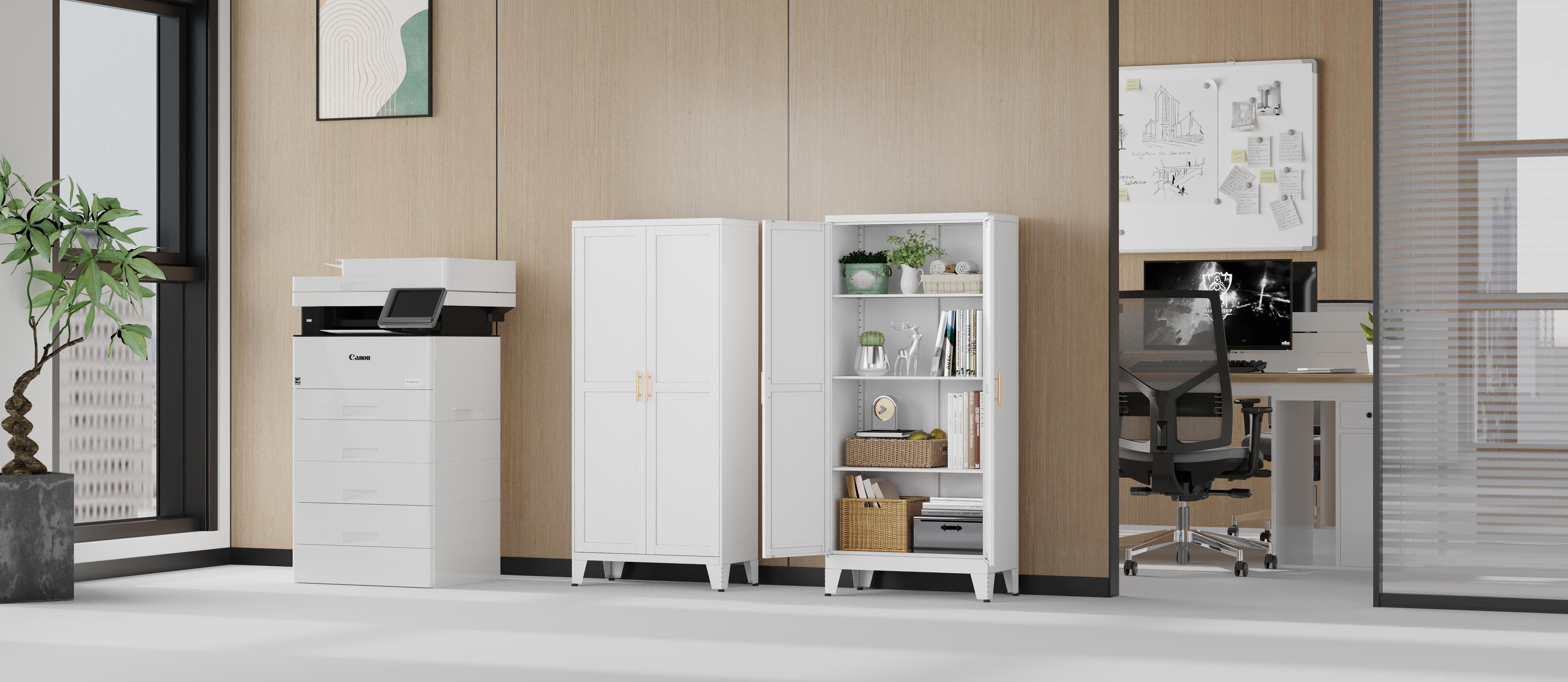 Metal Pantry Cabinet 47"with 2 Doors & 3 Adjustable Shelves, Kitchen Pantry Storage Cabinets for Dining Room, Living Room, Bathroom Furniture Organization storage cabinets drawer dresser Freestanding Cupboard