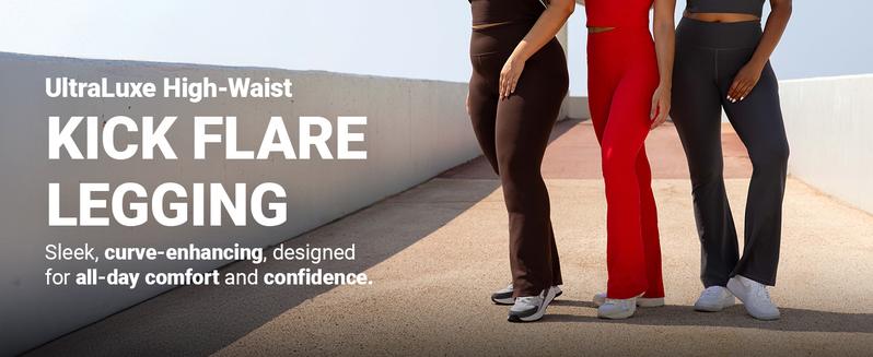 YITTY Active Women's UltraLuxe Kick Flare High Waist Legging, Athleisure, 4-Way-Stretch