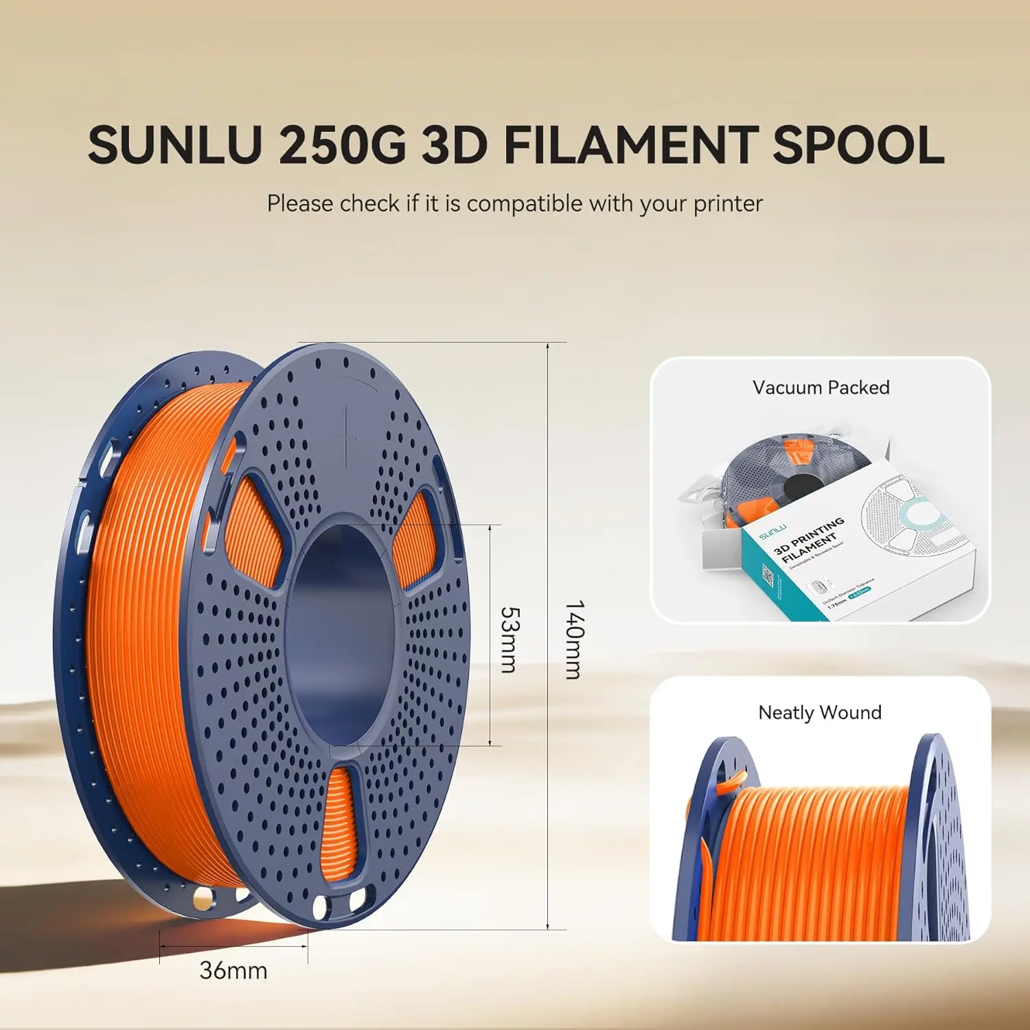 SUNLU 250g 3D Printer Filament Bundle | PLA Matte Filament 250g