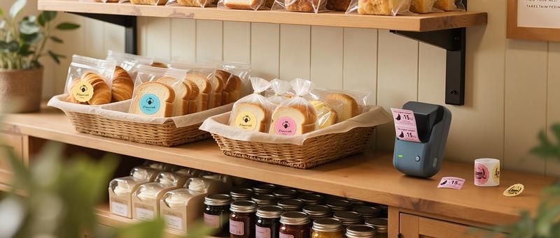 Niimbot Thermal label printer B1 sticker printer -2 Inch Mini Label Sticker Printer Came with One Roll White Label(2'' x1.18'')，Multiple Templates for Creative DIY, Small Business,Office,Home,School，App Editing,BPA-Free Thermal Label