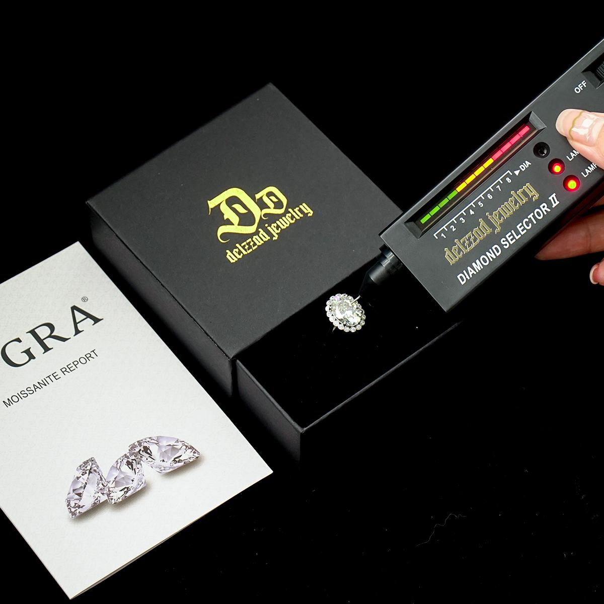 Delzzad 6ct Halo Flower Ring Oval Synthetic Moissanite Ring Band In 925 Sterling Silver Christmas Gift