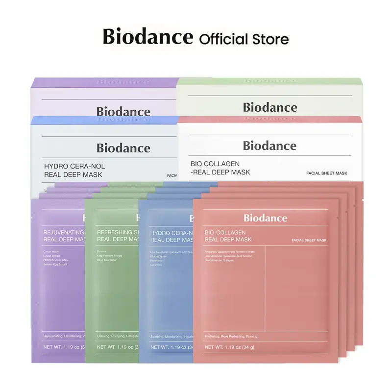 [Biodance Official] Maskholic Gift Bundle - Collagen, PDRN, Ceranol, Seakelp (4*4, 16ea) Hydro-gel K-beauty Essential Sleeping Mask,Firming, Pore Tightening, Glass Skin, Elasticity, Korean Skincare, TikTok Exclusive Bundle