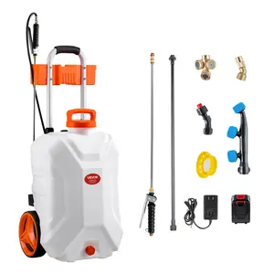 VEVOR Battery-Powered Sprayer with Wheeled Cart, 10 Gallons Electric Weed Sprayer, Adjustable 0-80 PSI, Yard Lawn Sprayers with Wheels, 5 Nozzles & 98ft Hose, 3-6H Spray Time, for Weeding, Cleaning