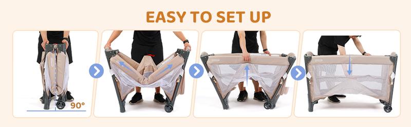 JOYMOR Twin Bassinet for Baby, Bedside Bassinet, Convertible to Bedside Sleeper & Playpen Foldable Portable Sleeping Cot with Wheels & Brake JOYMOR Twin Bassinet for Baby, Bedside Bassinet, Convertible to Bedside Sleeper & Playpen Foldable Portable Sleeping Cot with Wheels & Brake