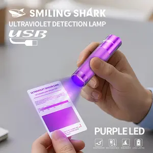 【SD-5382】SmilingShark Mini Torch Light BrightPurple Light UV 365nm Anti-Counterfeiting Detection Lamp UV Radiation Detection Light Flashlight Single Mode Type-C	