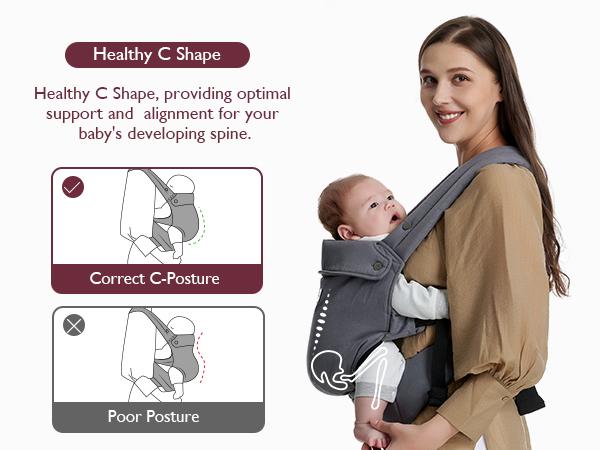 Momcozy Baby Carrier - Ergonomic, Cozy and Lightweight Carrier for 7-44lbs, Effortless to Put On, Ideal for Hands-Free Parenting, Enhanced Lumbar Support, Purehug for Infant to Toddler