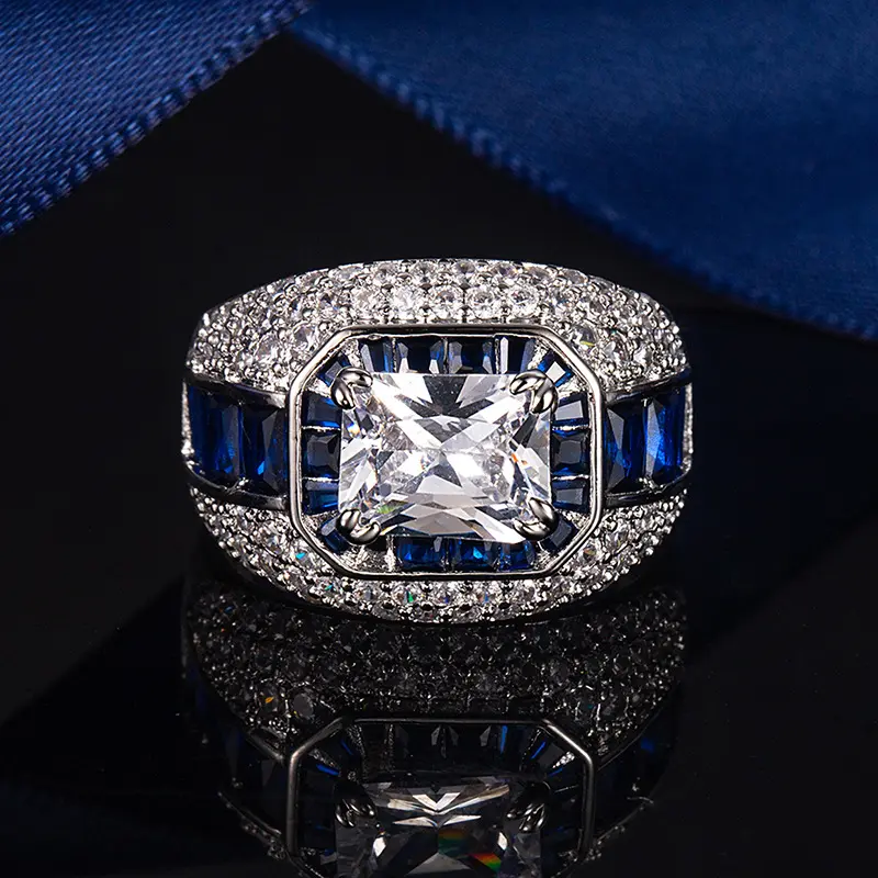 Vintage 3ct Radiant Cut Sapphire Ring - Luxury Costume Statement Jewelry for Weddings, Gifting