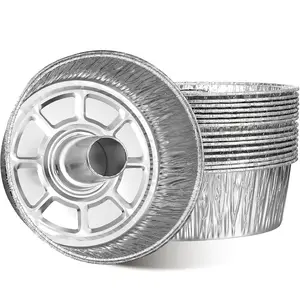 30 Pcs Aluminum Foil Angel Tube Pan Reusable Angel Food Cake Pan 7.7 x 7.7 x 2.4 Inch Tin Foil Sheets Tray Disposable Food Containers for Cooking Baking Storing Prepping