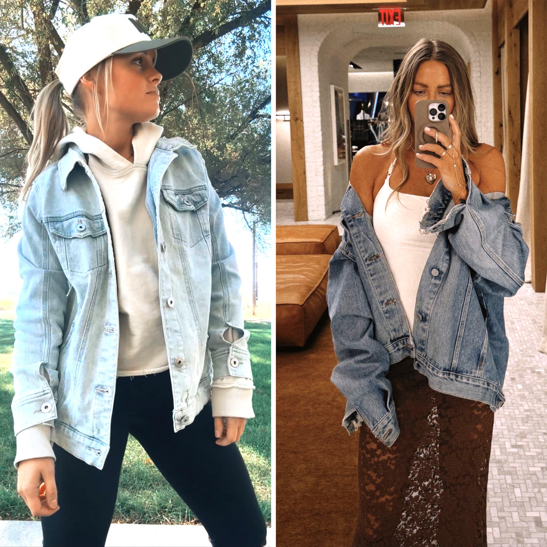 Buenoble Women’s Oversized Mid-Long Denim Jacket Boyfriend Fit Jean Jacket with Pockets Casual Loose Denim Coat SpringStatements