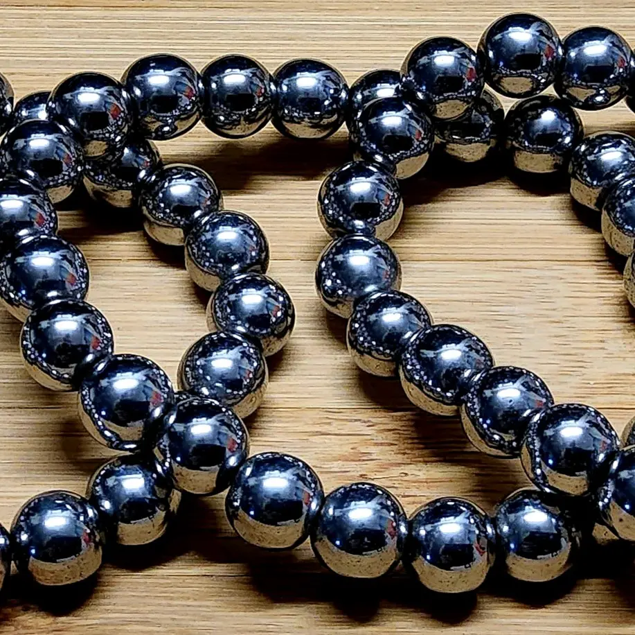 Magnetic Hematite Crystal Bead Stretch Bracelet (8mm)