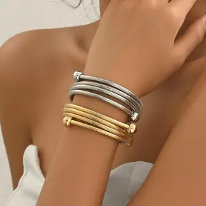 Elegant Minimalist Three-Layer Twisted Bracelet Stylish Geometric Design Unisex for Casual & Party Wear