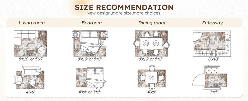 RaybeeFurniture Washable Non-Slip Area Rug, Vintage Distress Print Pattern Medallion Carpet, Soft Low Pile Indoor Mat for Living Room, Bedroom & Entryway, Modern Art Design, Lightweight, Easy to Clean & Machine Washable