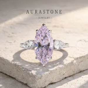 【#36 MKZ】S925 Sterling Silver 5 Carat Marquise Cut Lab Created Gemstone Sweet and Versatile Women's Engagement Proposal Ring Vacation Outfits