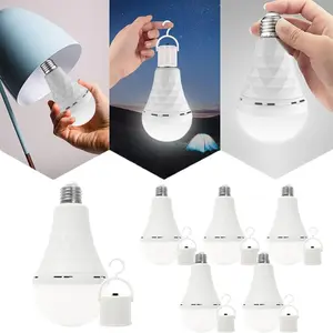 6 Pack Rechargeable Emergency Light Bulbs, Battery Powered 15W LED Light Bulb 6000K Daylight E26/E27 For Home Power Outage Camping Hiking (6 Bulbs, 6 Hooks)