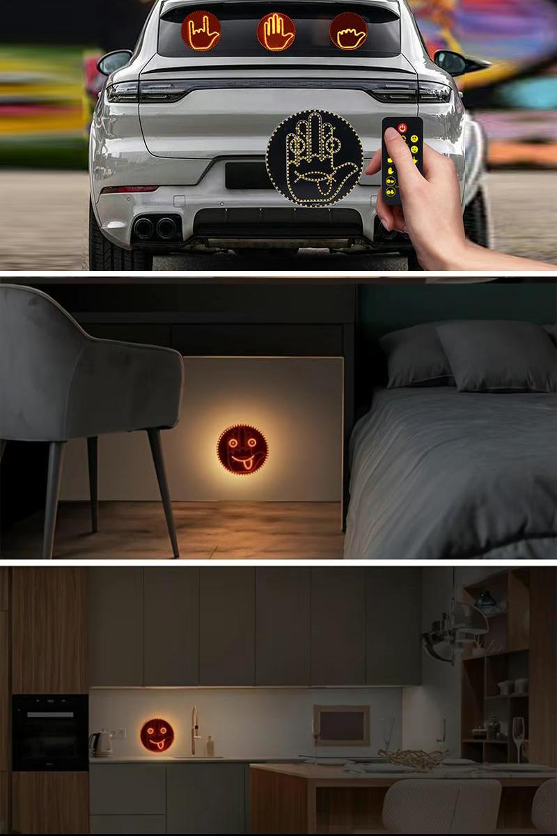 LED Car Gesture Light Ultimate 8 Gestures & Emojis Wireless Remote  Easy Install Anti-Tailgate Safety Fun Road Rage Relief Ideal Gift for Drivers Auto accessories car decor cool  cover Car Gadgets car stuff car accessories for men Decoration Automotive