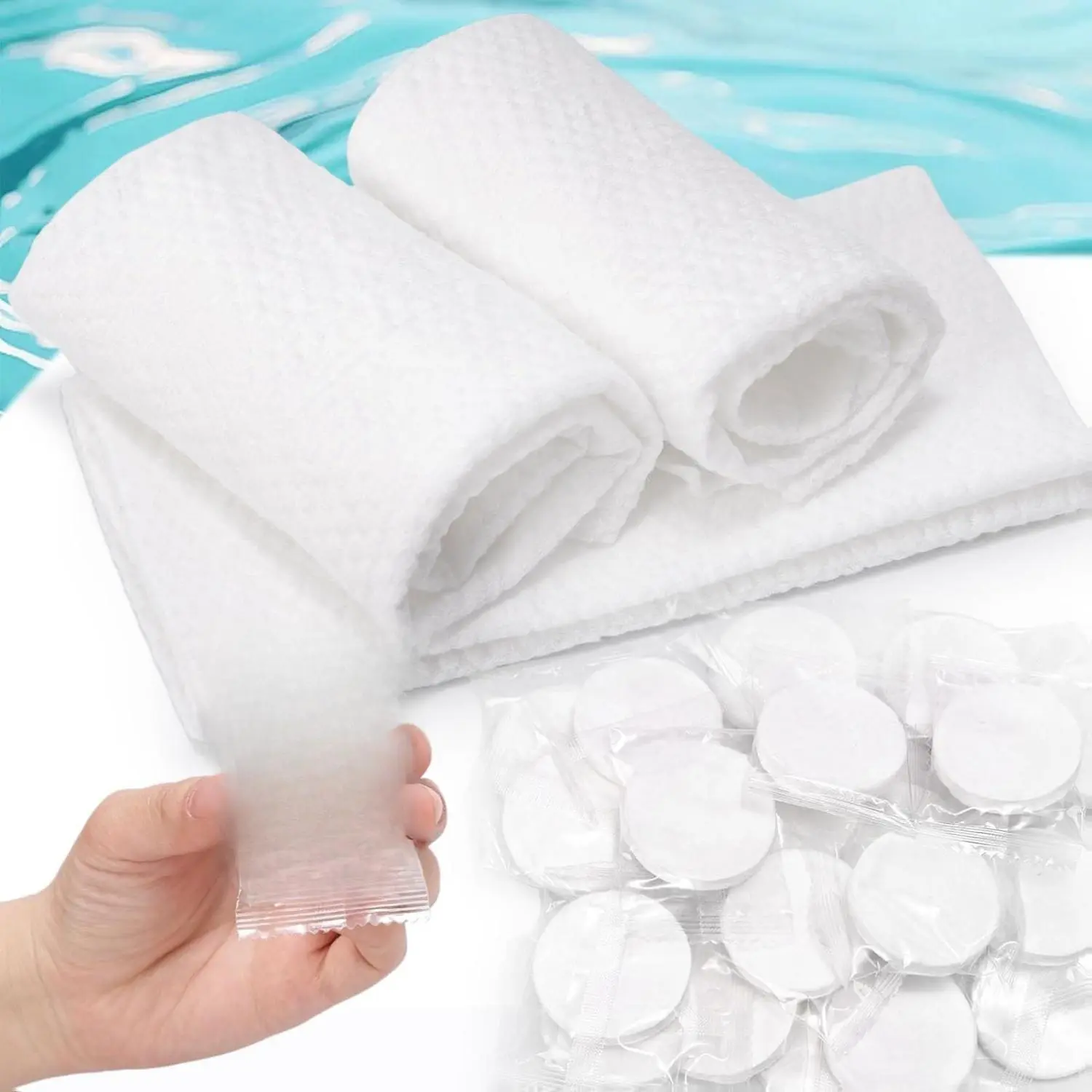 Pocket Compressed Towel Tablets – Individually Wrapped Expandable Plant-Fiber Washcloths (Bulk Pack)