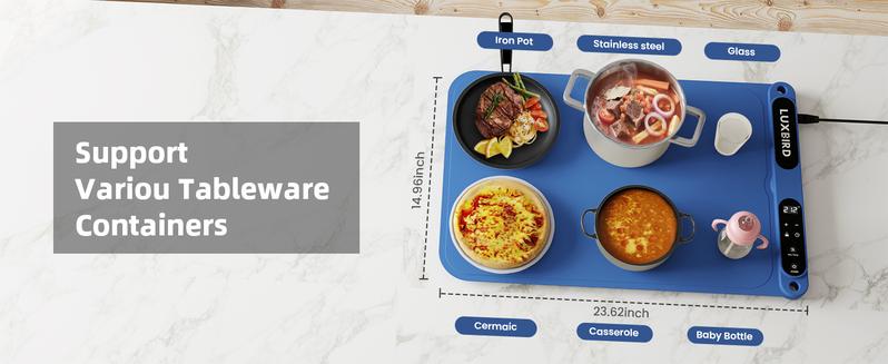 Navy blue-Food Warmer Pad - Rapid-Heating Silicone Electric Tray, Table Protector, Rollable Buffet Warmer Pad, Quick-Heating Portable Food Warmer, Ideal for Buffets, Home Use, and Parties-TikTokShopBlackFriday