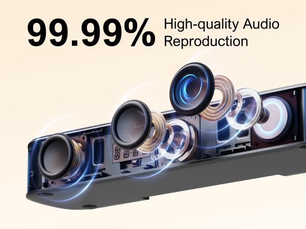 ULTIMEA Aura A40 7.1ch Virtual Surround Soundbar for Small Rooms- 4 Wired Surround Speaker, 4-inch Subwoofer, Smart App Control, Remote, for Compact Home Theaters, TV, MobilePhone, PC, Sleek Wall-Mountable, Apartment, Flat