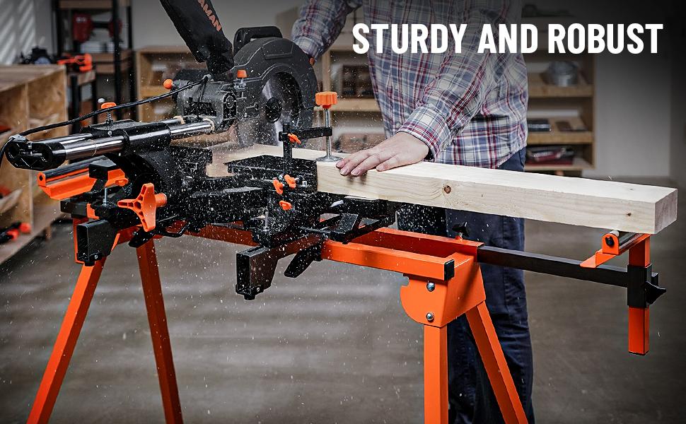 Dovaman Miter Saw Stand, 3-Step Quick Install & Fold, 330LB Capacity, 78-1/8'' Max Sliding Rail, Compatible with DMS01A, DMS03A & Most Mitre Saw Brand