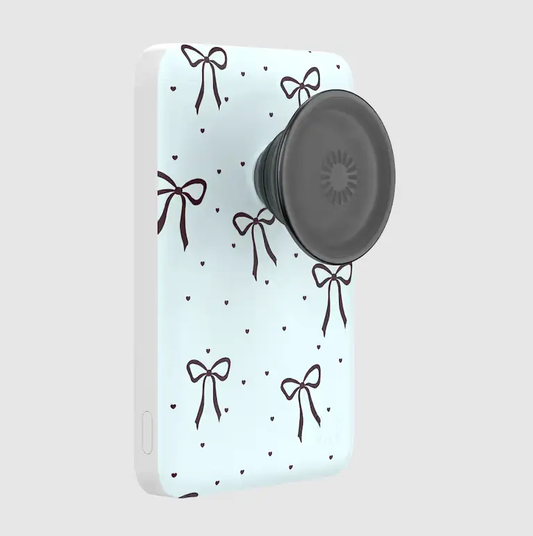 Portable PopSockets MagSafe PowerPack with Tiny Bow Print - Cellphone Stand, Phone Mount, Mobile Accessories Holder