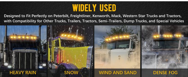 Partsam LED Amber Torpedo Cab Marker Roof Running Top Lights Assembly 5PCS