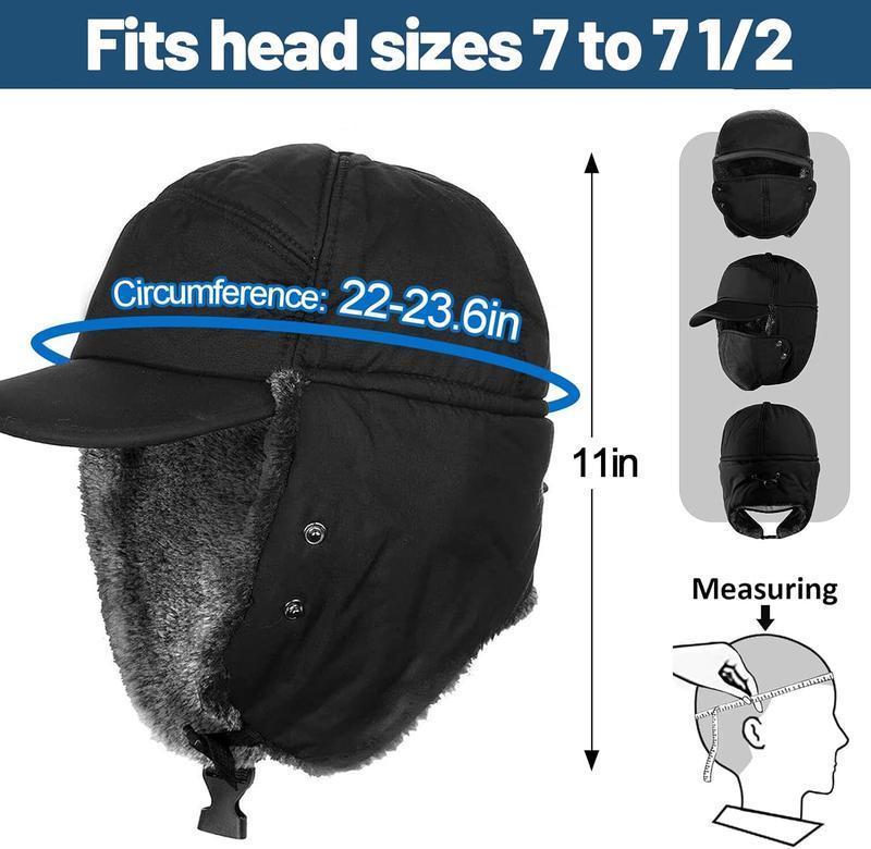 [live]Trapper Hat Style Mask Winter Warm Pilot Style Fur Ear Mask Ski Hunting Windproof Hat for Cold Weather Activities rapper Hat Mask with After-Sales Protection