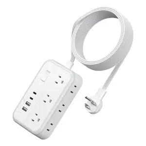 Flat Extension Cord 5/10/15/25 ft, NTONPOWER Surge Protector Power Strip with 6 Widely Outlets 4 USB Ports(2 USB C), Flat Plug, Wall Mounted, Side Outlet Extender for Indoor, Home Office, Dorm Room Essentials