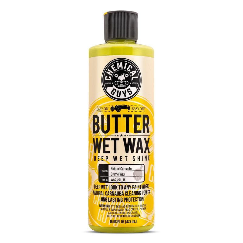CHEMICAL GUYS Butter Wet Wax – Carnauba-Infused Liquid Wax for Deep Gloss, UV Protection & Hydrophobic Shine | Easy-to-Use Car Wax for Paint, Chrome, Glass & More | Adds Warm, Wet Look Finish | Auto Detailing Supplies for Cars, Trucks & SUVs