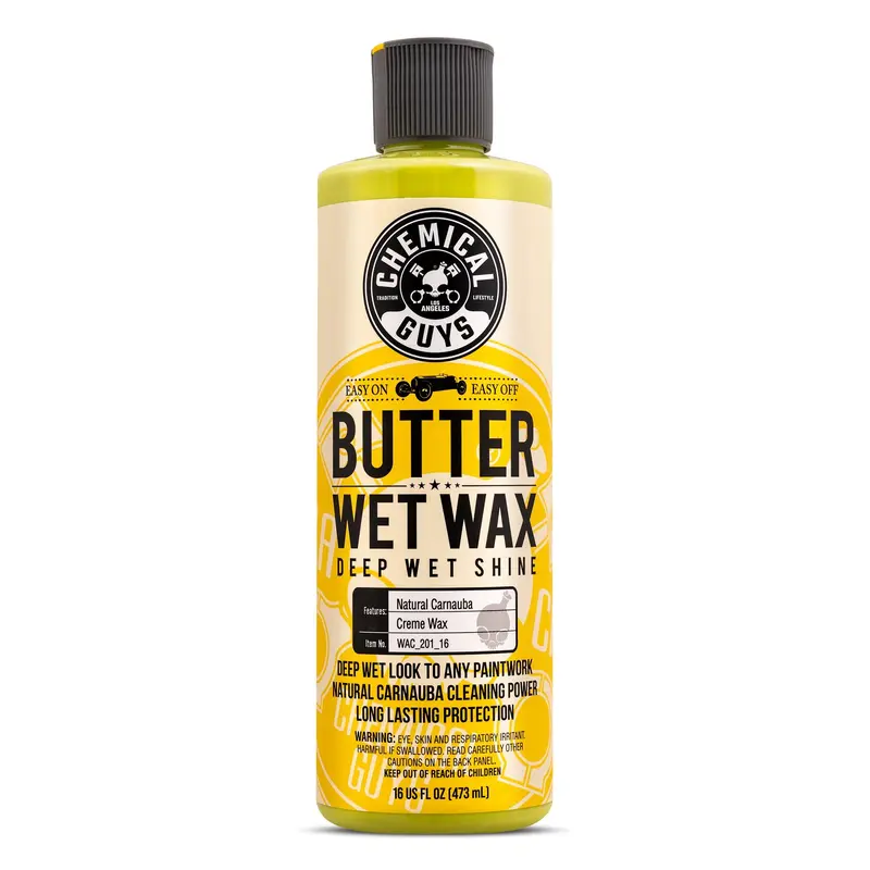 CHEMICAL GUYS Butter Wet Wax – Carnauba-Infused Liquid Wax for Deep Gloss, UV Protection & Hydrophobic Shine | Easy-to-Use Car Wax for Paint, Chrome, Glass & More | Adds Warm, Wet Look Finish | Auto Detailing Supplies for Cars, Trucks & SUVs