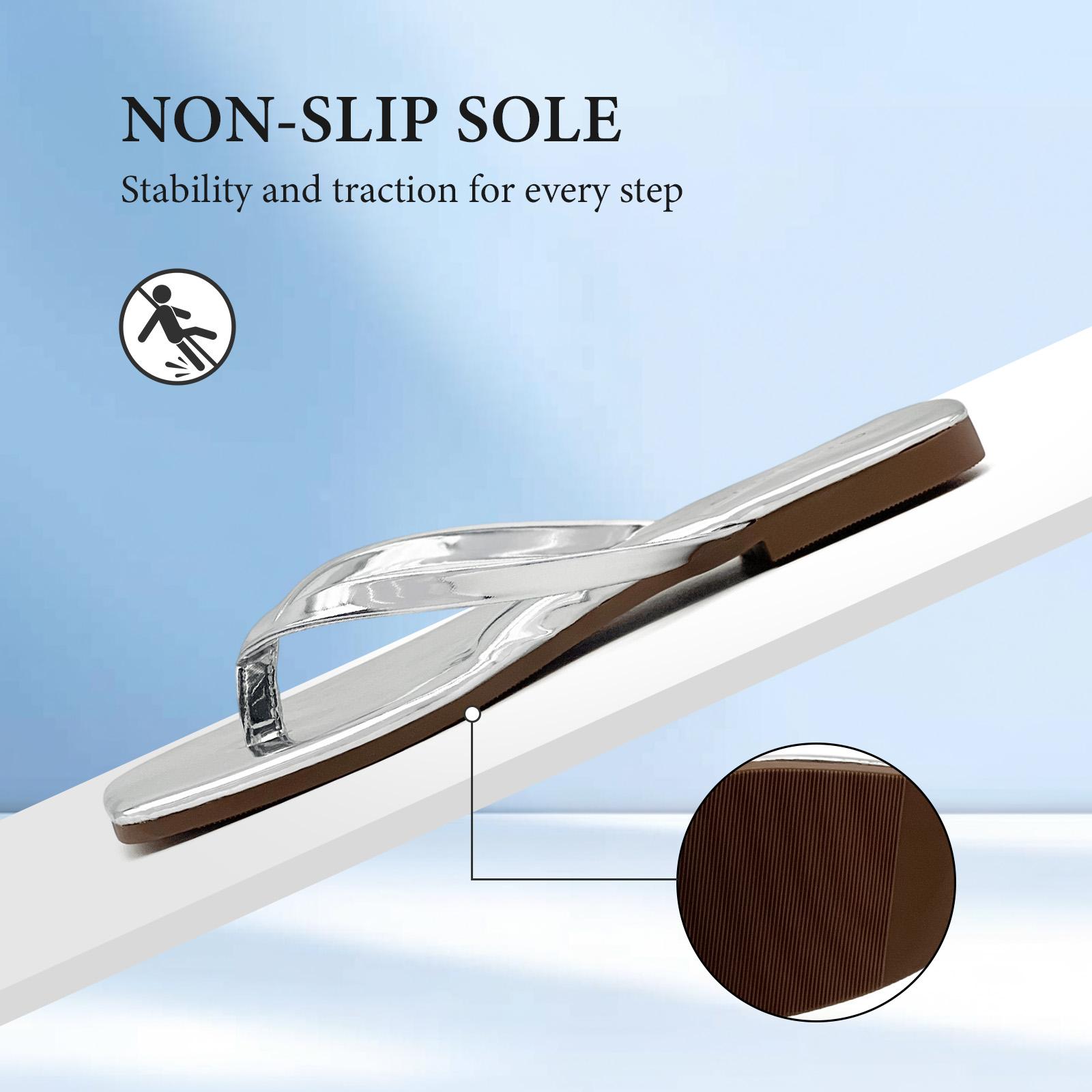 Lumubby Shiny Mirror PU Square-Toe Flip Flops Unisex Comfort Casual Sandals for Daily Wear Lightweight Easy to Clean Stylish Design Summer Shoe Flipflop