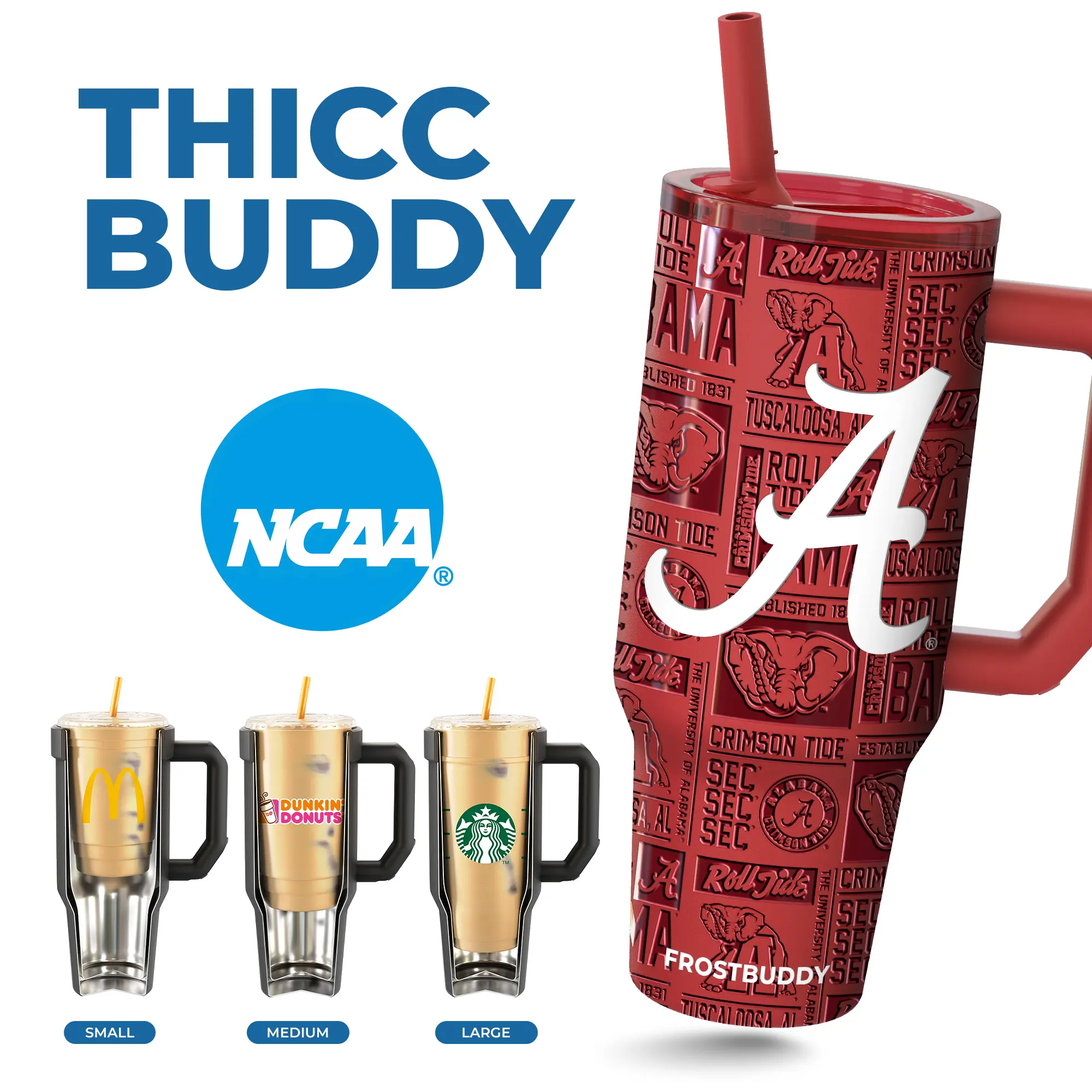 Thicc Buddy Collegiate Edition - Leak Proof - Double Wall Vacuum Sealed Tumbler - Handle Fits Lip Balm & Keys - Drinkware Thicc Buddy Collegiate Edition - Leak Proof - Double Wall Vacuum Sealed Tumbler - Handle Fits Lip Balm & Keys - Drinkware