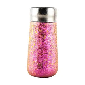 FRESHIPPO 300ml Pure Titanium Tumbler | Long-Lasting Hot & Cold Insulation | Elegant Flowing Pink
