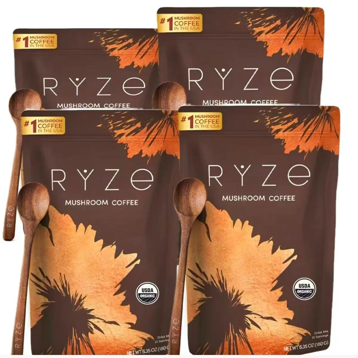 2-Pack Organic RYSE Mushroom Coffee – 30 Servings Per Pack