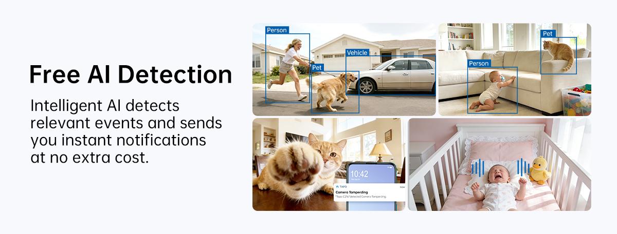 TP-Link & Tapo C216(3-pack) 2K Pan/Tilt Indoor/Outdoor Security Camera  with AI Detection, Baby Cry Detect, Motion Tracking, Color Night Vision, 360° Pan/Tilt, No Subscription, Alexa & Google Compatible