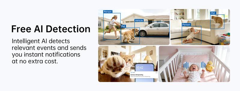 TP-Link & Tapo C216(3-pack) 2K Pan/Tilt Indoor/Outdoor Security Camera  with AI Detection, Baby Cry Detect, Motion Tracking, Color Night Vision, 360° Pan/Tilt, No Subscription, Alexa & Google Compatible