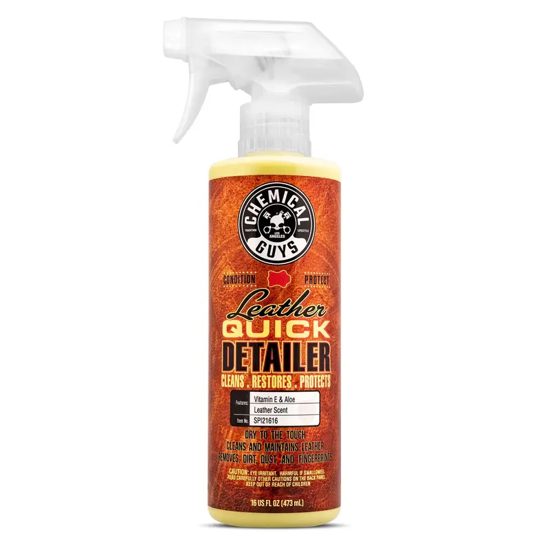 CHEMICAL GUYS Leather Quick Detailer Protectant Spray - Automotive Detailing Product, Surface Cleaner, Cleans Without Greasy Shine, Removes Light Dirt, Body Oils & Dust, Safe for Natural & Synthetic Leather, Fast-Easy Use, Fits Garage Shelf & Glovebox